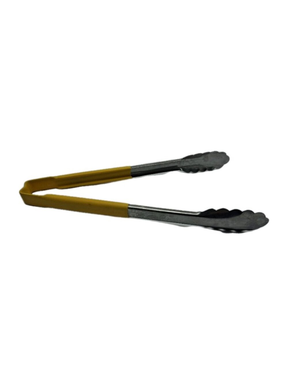 Vollrath 4781250 Jacob's Pride® 12" Stainless Steel Scalloped Tongs-YELLOW Coat